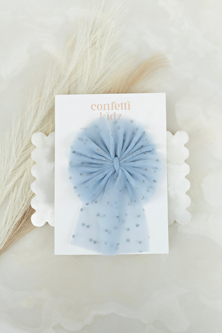 Large Tulle Sailor Bow - Dusty Blue