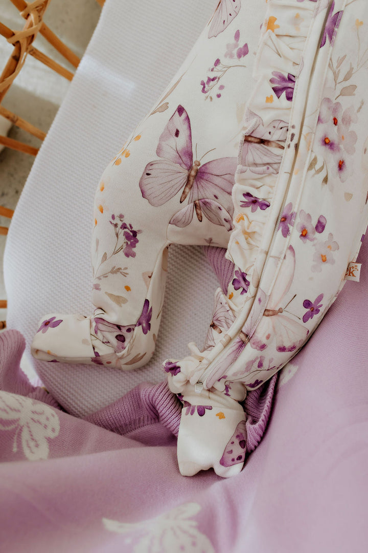 Lilac Butterflies - Bamboo Zipsuit