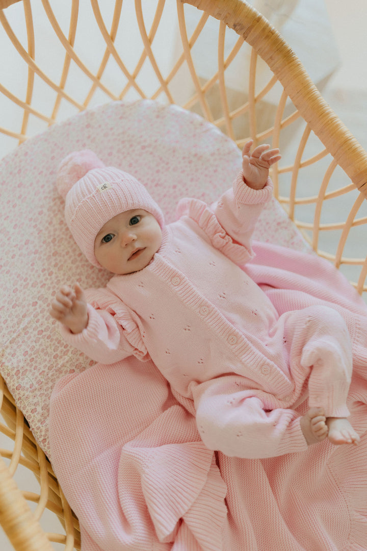 Pointelle Knit Romper — Classic Pink