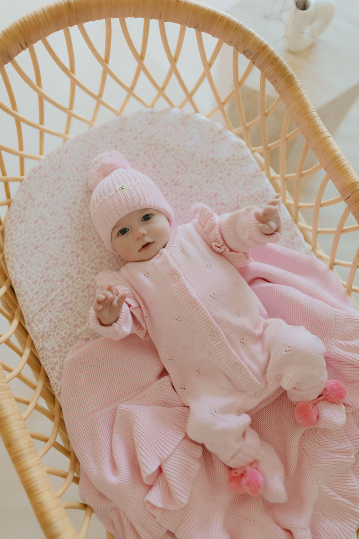 Scallop Knit Beanie | Soft Pink