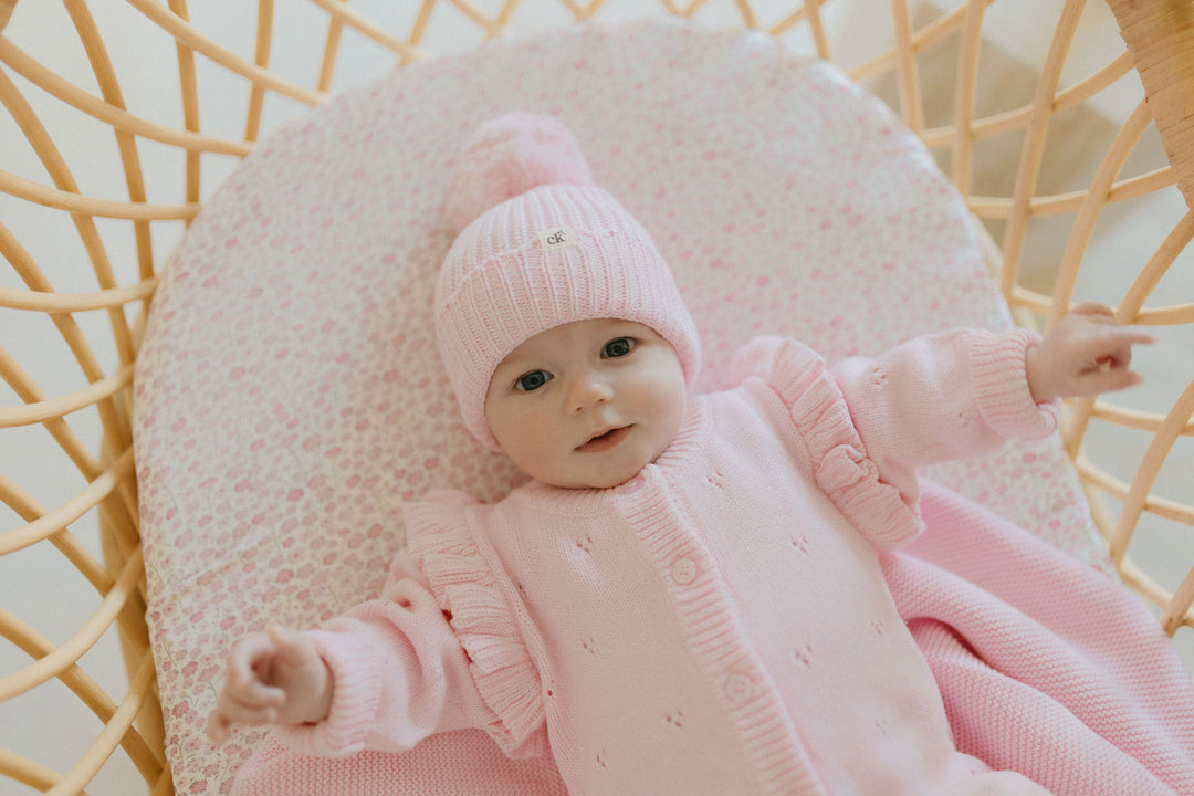 Pointelle Knit Romper — Classic Pink
