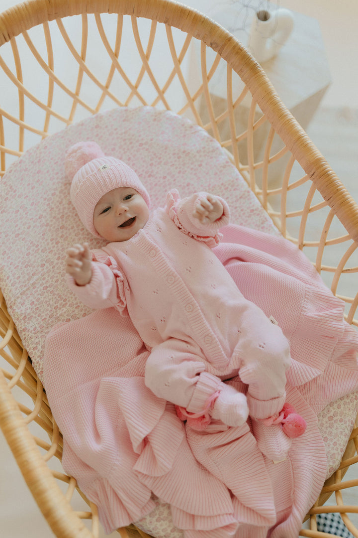 Pointelle Knit Romper — Classic Pink