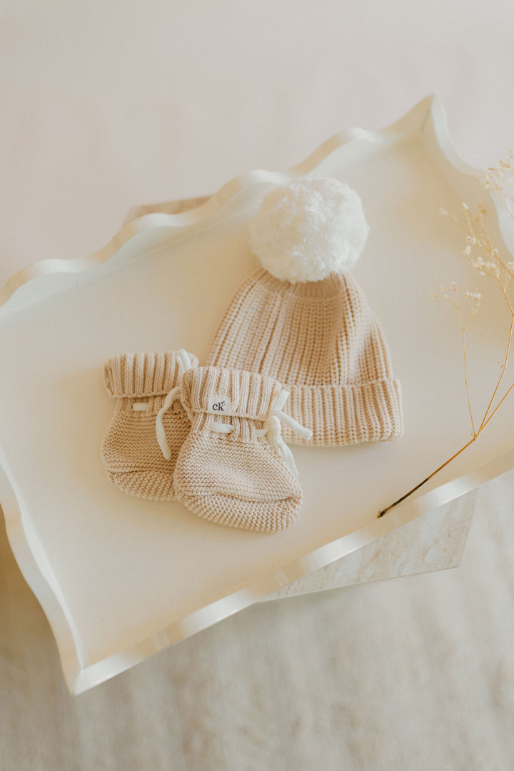 Baby Knit Booties | Sand