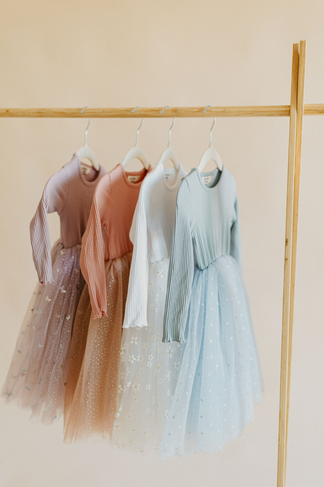 Mauve Butterflies - Long Sleeve Tulle Dress