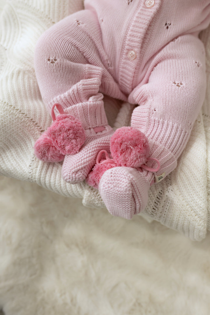 Pointelle Knit Romper — Classic Pink