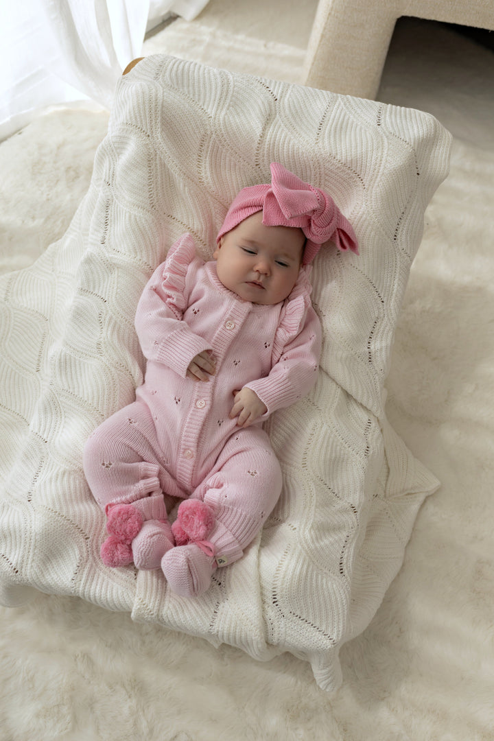 Pointelle Knit Romper — Classic Pink