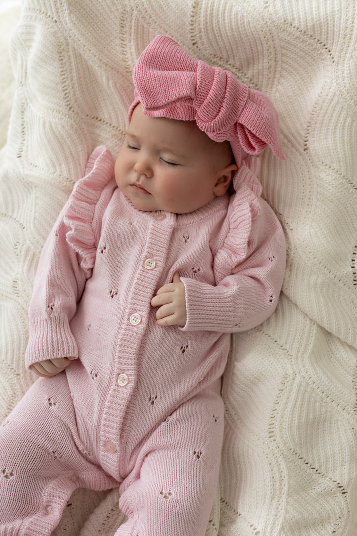 Pointelle Knit Romper — Classic Pink